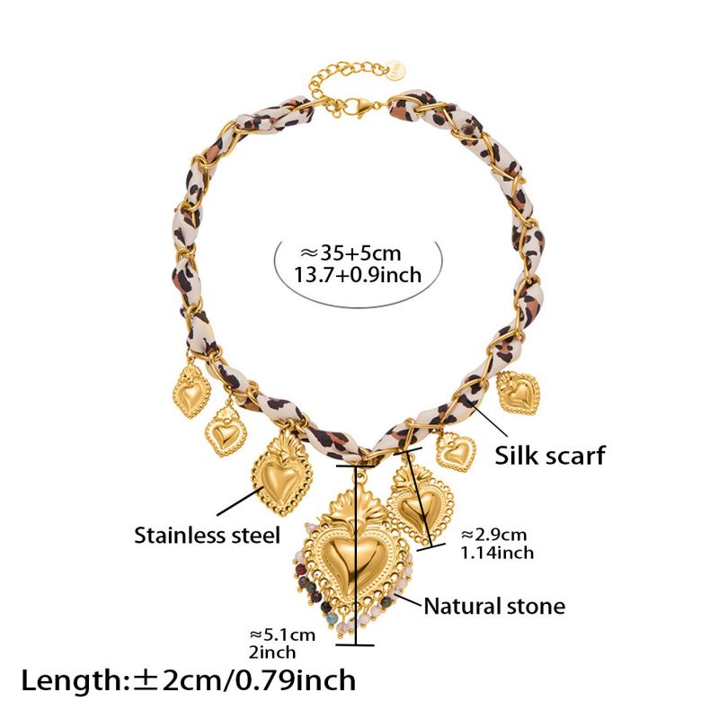 Necklace 2# Stainless Steel Heart Scarf Necklace