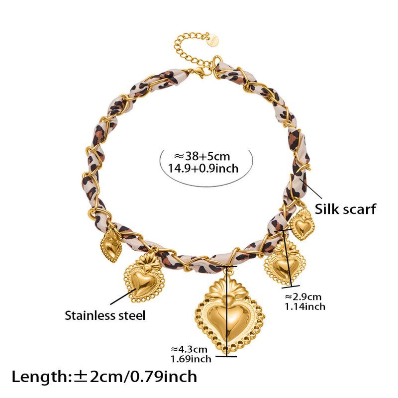 Necklace 2# Stainless Steel Heart Scarf Necklace