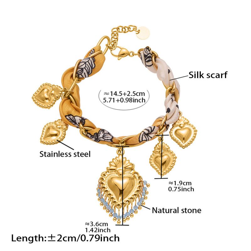 Necklace 2# Stainless Steel Heart Scarf Necklace