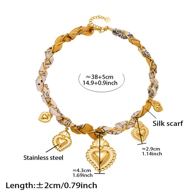 Necklace 2# Stainless Steel Heart Scarf Necklace