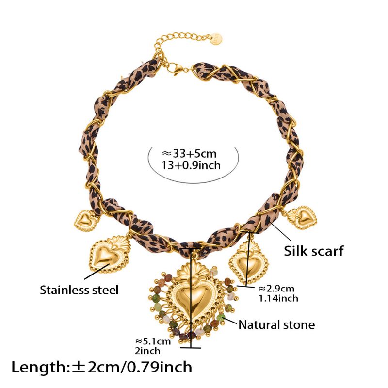 Necklace 2# Stainless Steel Heart Scarf Necklace