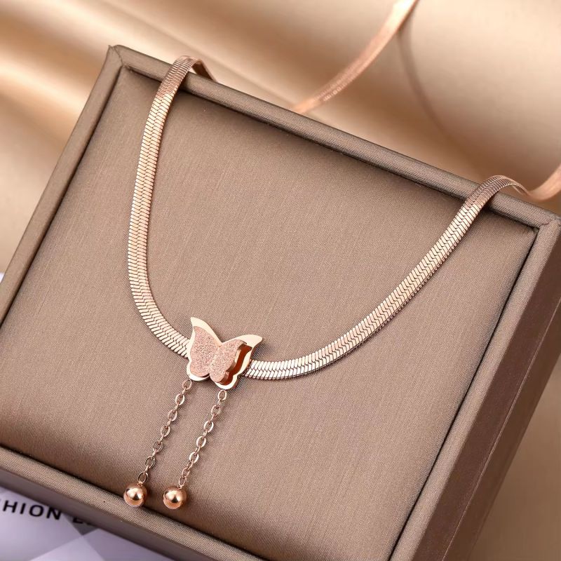 Necklace 2# Titanium Steel Arc Ball Lock Heart Necklace