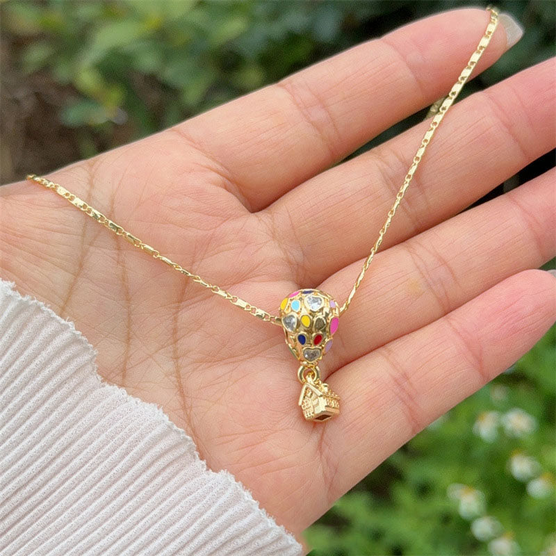 Necklace 6# Gold-plated Copper Hamburger Airplane Hot Air Balloon Geometric Necklace