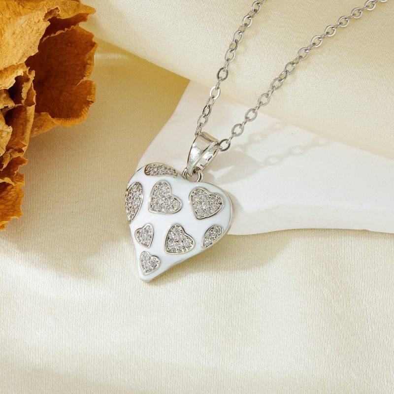 Necklace #7 304 Stainless Steel Diamond Heart Necklace