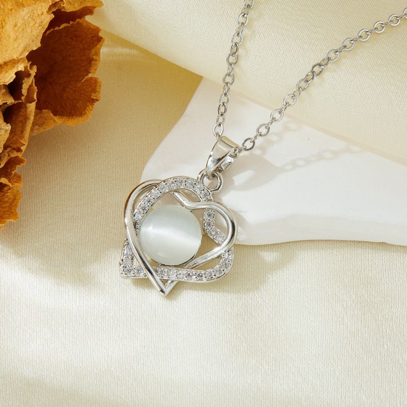 Necklace #7 304 Stainless Steel Diamond Heart Necklace