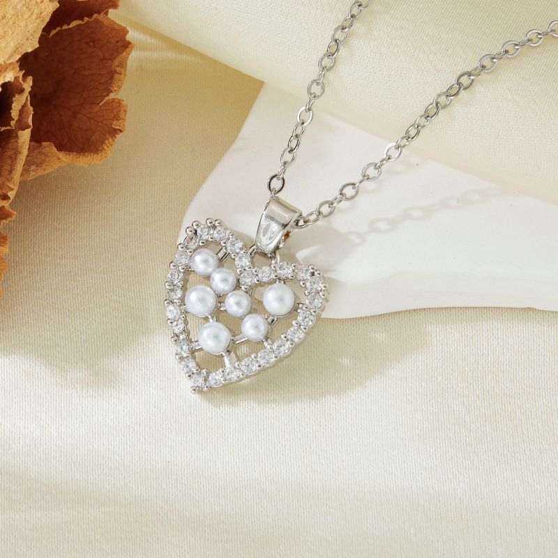 Necklace #7 304 Stainless Steel Diamond Heart Necklace
