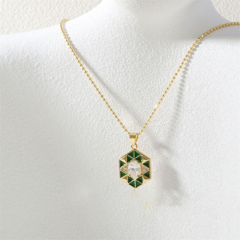 Necklace-b Copper Diamond Dripping Polygonal Necklace