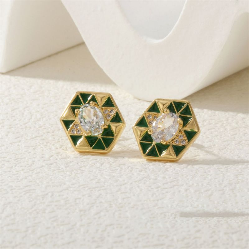 Necklace-b Copper Diamond Dripping Polygonal Necklace