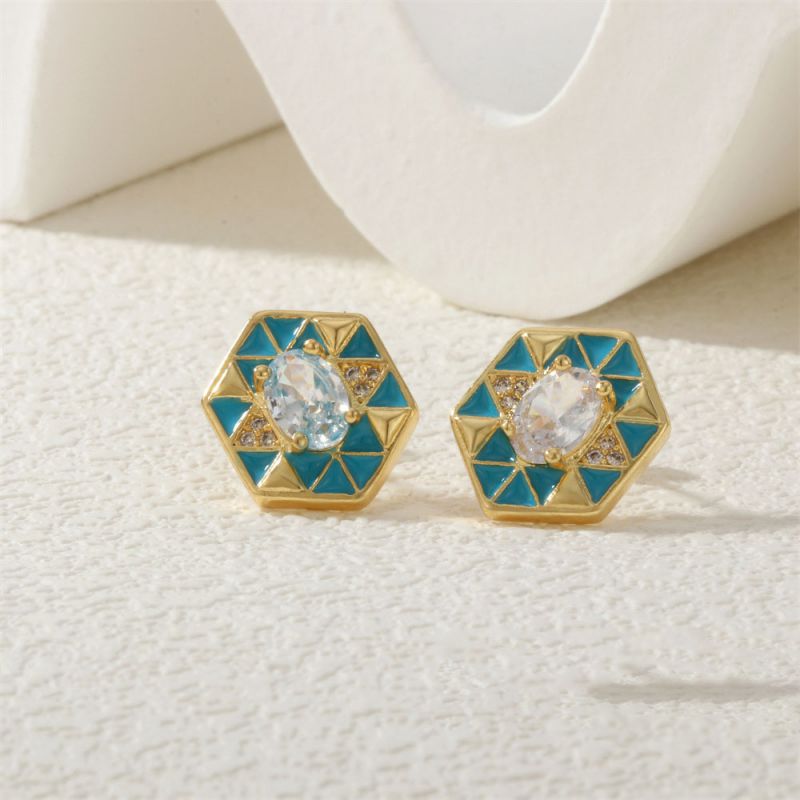 Necklace-b Copper Diamond Dripping Polygonal Necklace