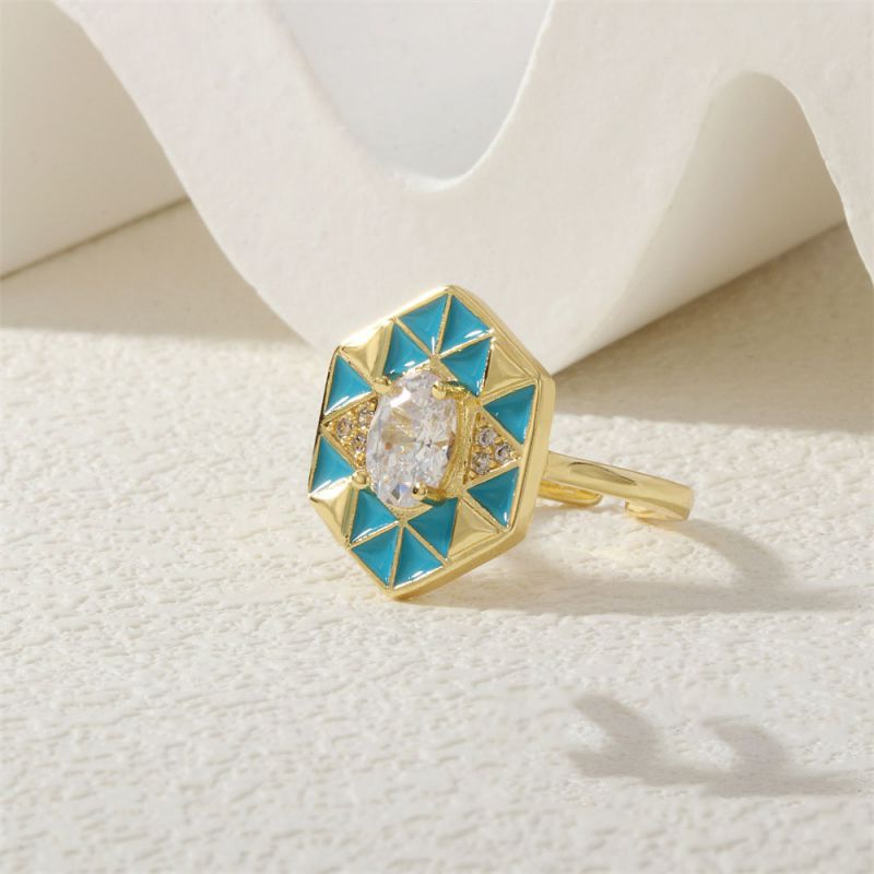 Necklace-b Copper Diamond Dripping Polygonal Necklace