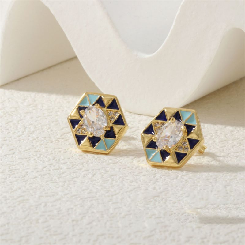 Necklace-b Copper Diamond Dripping Polygonal Necklace