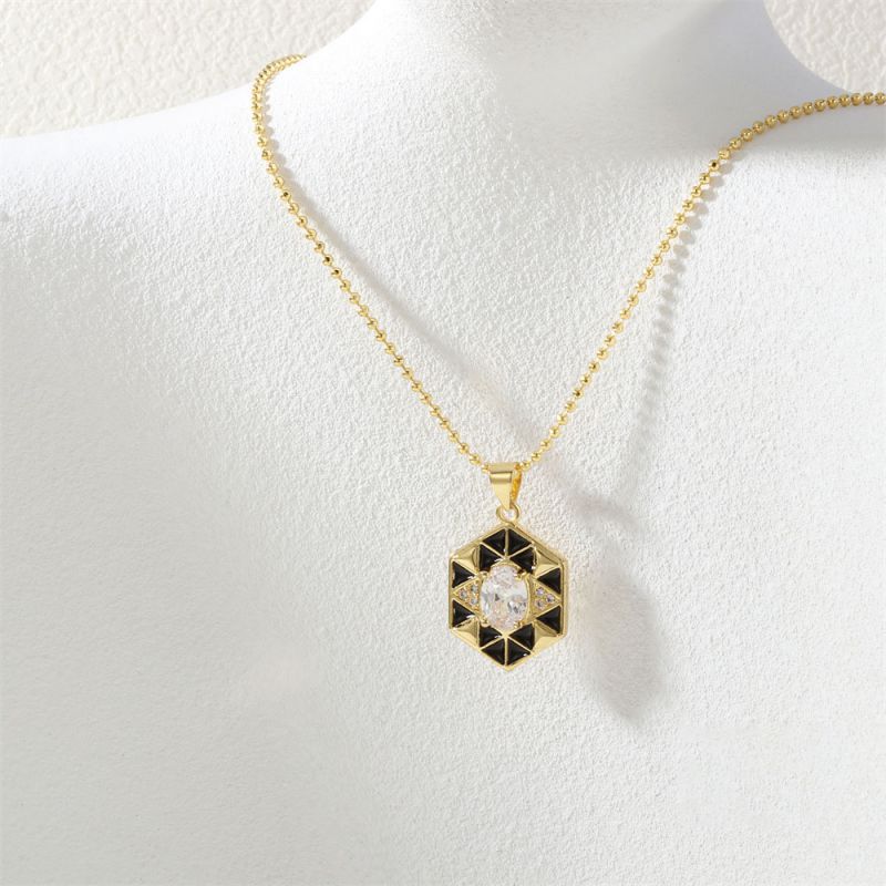 Necklace-b Copper Diamond Dripping Polygonal Necklace