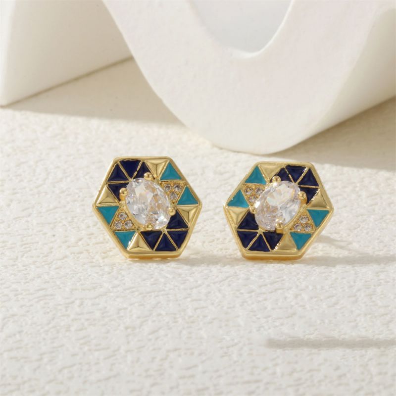 Necklace-b Copper Diamond Dripping Polygonal Necklace