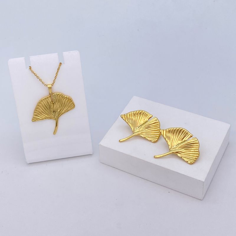 Ocean Series - 04 Titanium Steel Shell Necklace And Earring Set