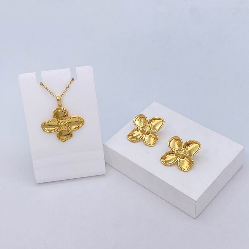 Ocean Series - 04 Titanium Steel Shell Necklace And Earring Set