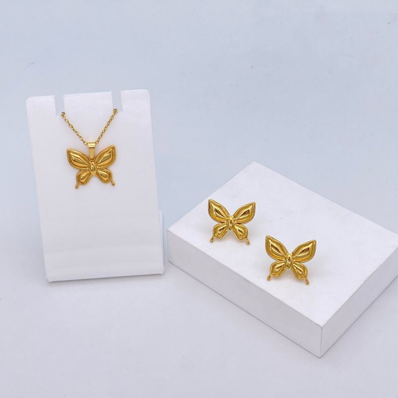 Ocean Series - 04 Titanium Steel Shell Necklace And Earring Set