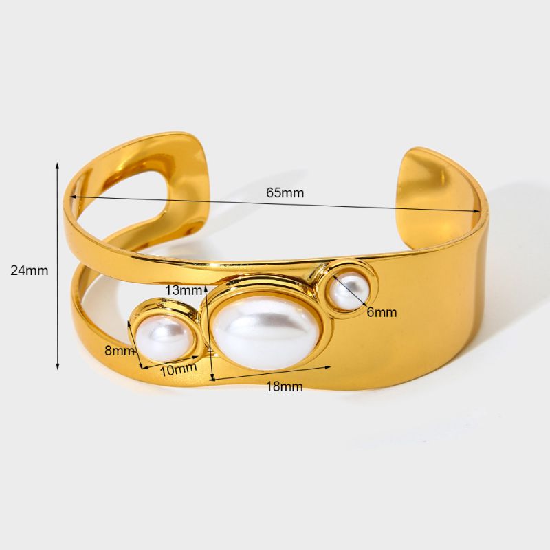 Pearl Stainless Steel Pearl Round Bracelet