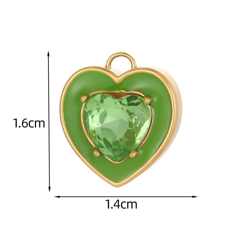 Pendant #11 Stainless Steel Diamond-encrusted Heart Pendant (without Chain)