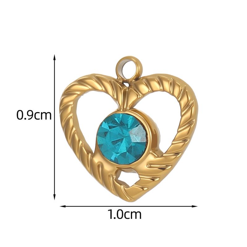 Pendant #11 Stainless Steel Diamond-encrusted Heart Pendant (without Chain)