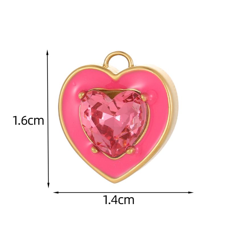 Pendant #11 Stainless Steel Diamond-encrusted Heart Pendant (without Chain)