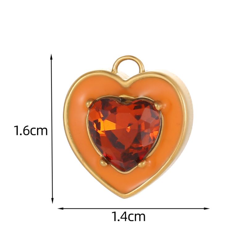 Pendant #11 Stainless Steel Diamond-encrusted Heart Pendant (without Chain)