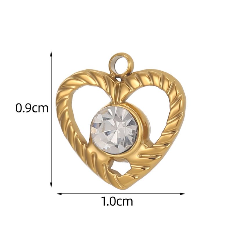 Pendant #11 Stainless Steel Diamond-encrusted Heart Pendant (without Chain)
