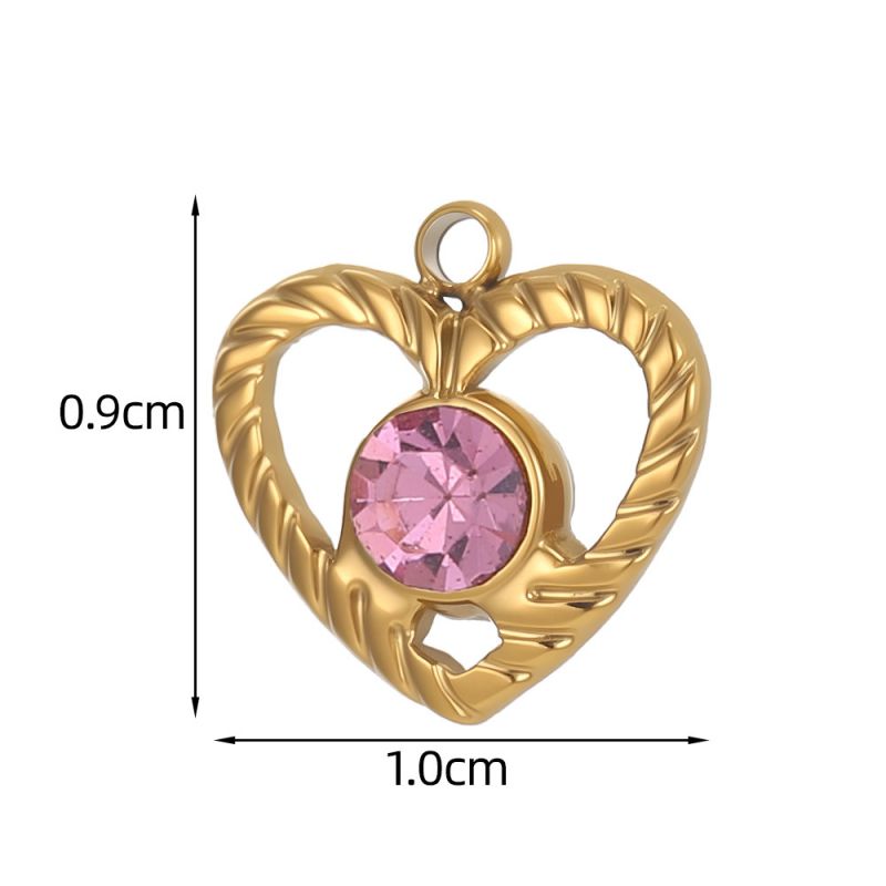 Pendant #11 Stainless Steel Diamond-encrusted Heart Pendant (without Chain)