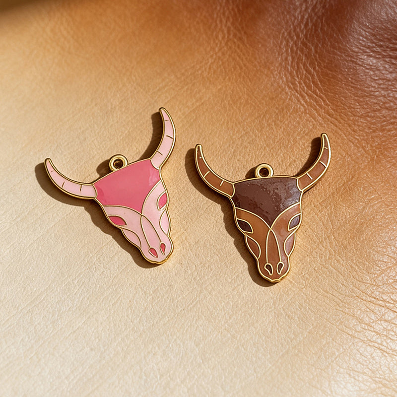 Pink Alloy Oil-dripping Bull Head Accessories