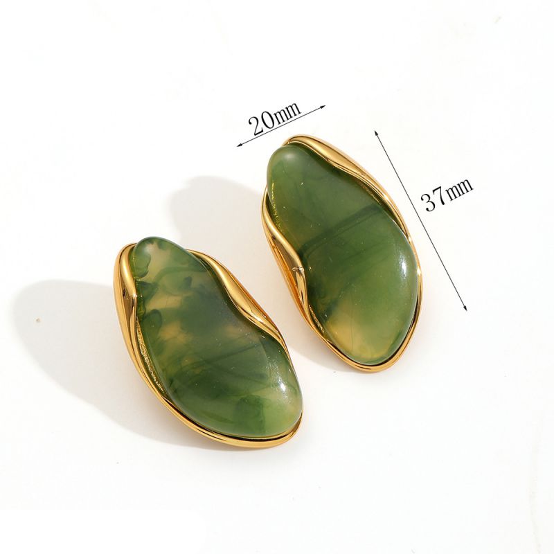 Pink Stainless Steel Irregular Resin Earrings