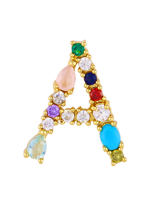 Fashion A 26 Letters Necklace With Copper Inlaid Color Zirconium