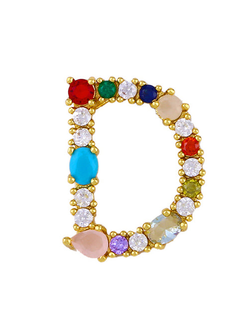 Fashion A 26 Letters Necklace With Copper Inlaid Color Zirconium