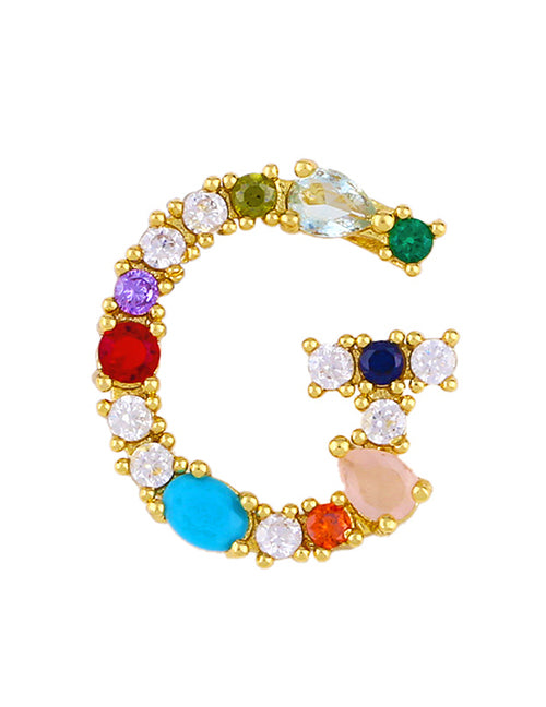 Fashion A 26 Letters Necklace With Copper Inlaid Color Zirconium