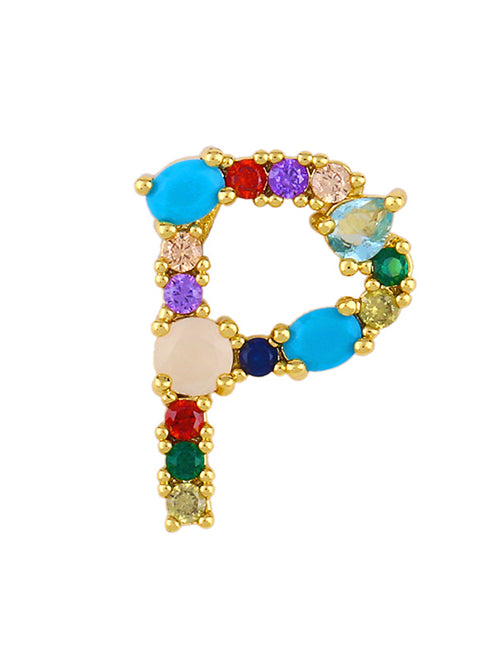 Fashion A 26 Letters Necklace With Copper Inlaid Color Zirconium