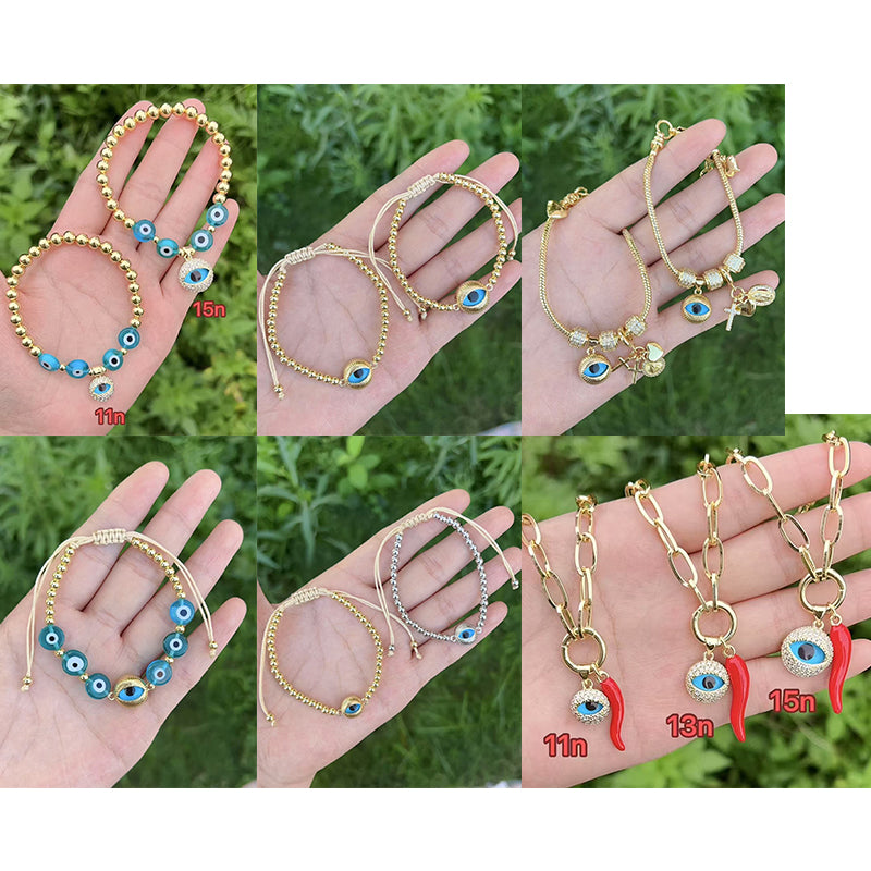 R Gold-plated Copper Beaded Eye Bracelet