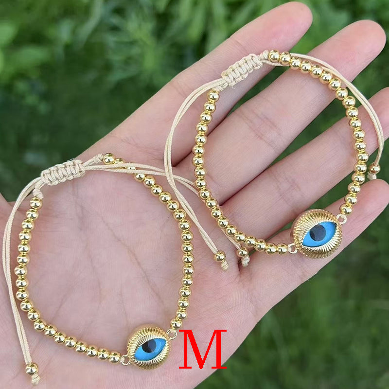 R Gold-plated Copper Beaded Eye Bracelet