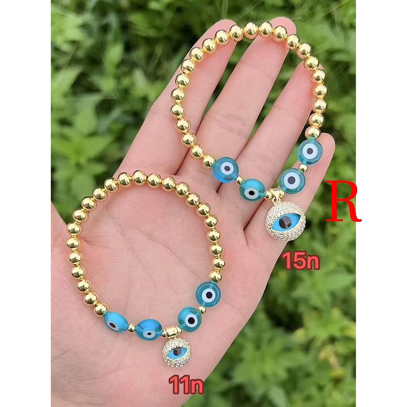 R Gold-plated Copper Beaded Eye Bracelet