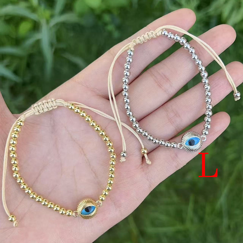 R Gold-plated Copper Beaded Eye Bracelet