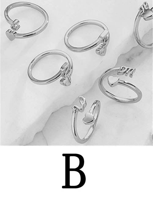 Fashion Platinum A Copper Gold Plated Heart 26 Letter Open Ring