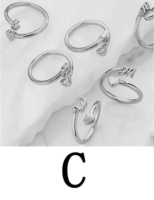 Fashion Platinum A Copper Gold Plated Heart 26 Letter Open Ring