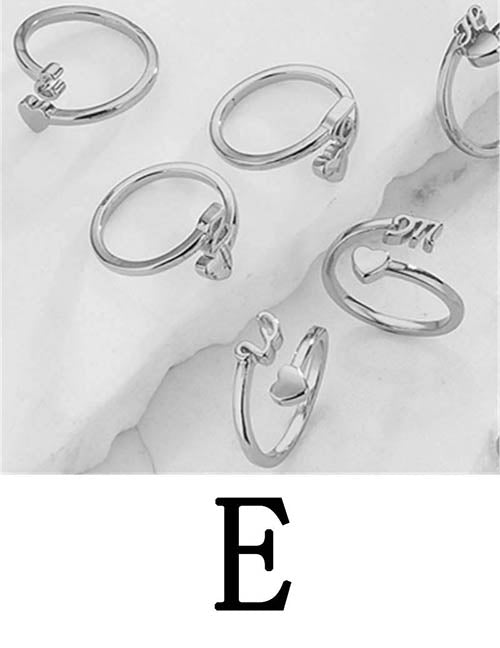 Fashion Platinum A Copper Gold Plated Heart 26 Letter Open Ring