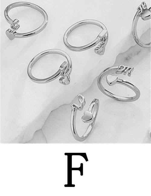 Fashion Platinum A Copper Gold Plated Heart 26 Letter Open Ring