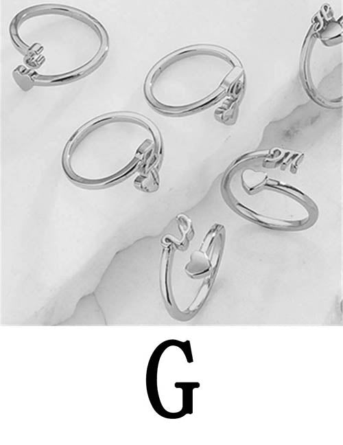 Fashion Platinum A Copper Gold Plated Heart 26 Letter Open Ring
