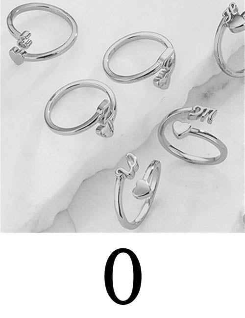 Fashion Platinum A Copper Gold Plated Heart 26 Letter Open Ring