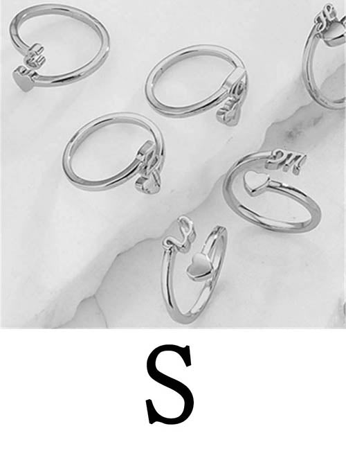 Fashion Platinum A Copper Gold Plated Heart 26 Letter Open Ring