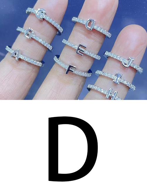 Fashion Platinum A Bronze Diamond 26 Letter Ring