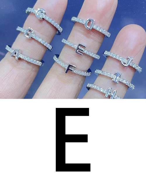 Fashion Platinum A Bronze Diamond 26 Letter Ring