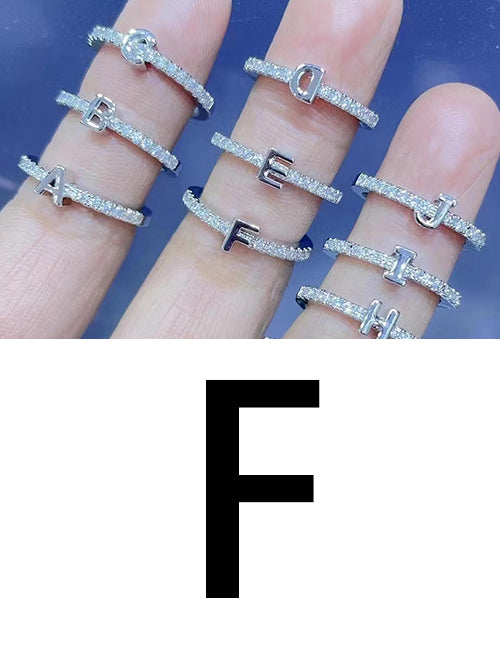 Fashion Platinum A Bronze Diamond 26 Letter Ring