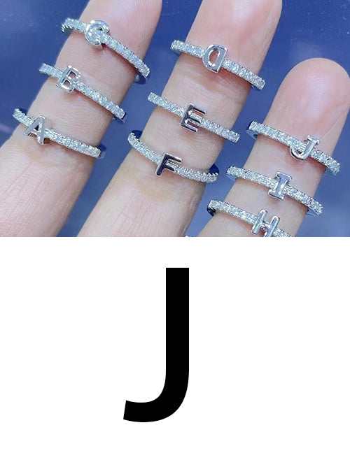 Fashion Platinum A Bronze Diamond 26 Letter Ring