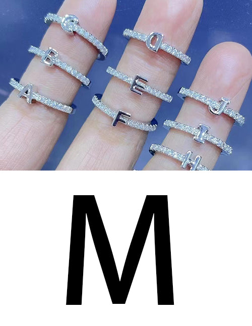 Fashion Platinum A Bronze Diamond 26 Letter Ring