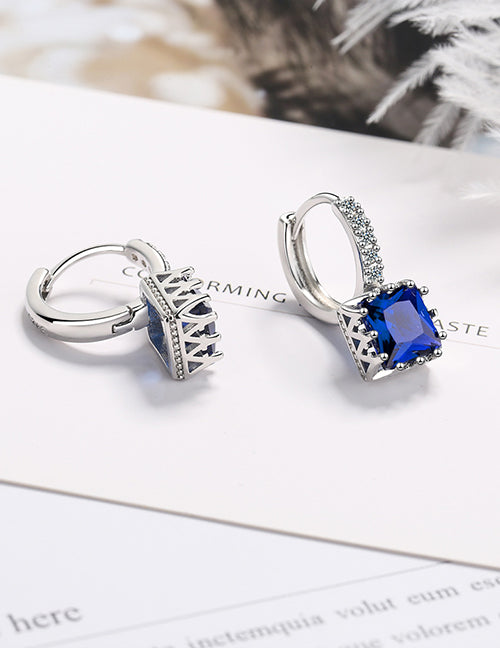 Fashion White Diamond Brass Diamond Square Earrings